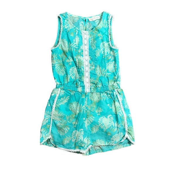 Tucker + Tate Lined 100% Cotton Palm Leaf Romper Little Girls Size 6 Lightweight - Picture 1 of 9
